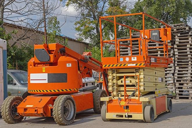 warehouse worker operating a heavy-duty forklift in Argyle TX